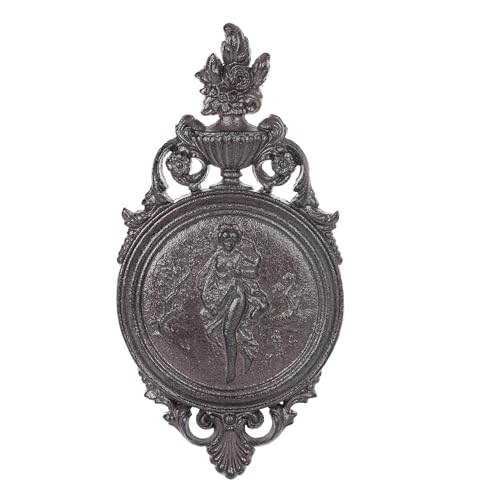 Sungmor Ornate Cast Iron Wall Art Plaque – Classical Woman Relief in French Country Style, Decorative Wall Sculpture - Vintage Hanging Décor for Home, Garden, or Patio – Rustic Black Finish - color: Rustic Black & B
