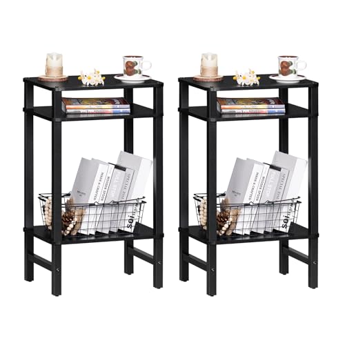 YUFAM Side Table End Table Tall Night Stand 3-Tier for Living Room Bedroom Bathroom Office Furniture Black - color: Black, size: 3 Tier