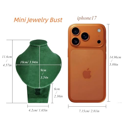 Mini Pendant Jewelry Display Stand Bust White PU Holder Black Velvet Mannequin Necklace Stand Wooden Portrait Model 12cm (Green) - color: Green