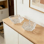 Clear Crystal Ring Holder Set of 2 Glass Jewelry Ring Dish Tray Gifts for Women on Engagement Wedding Party Mother's Day - color: clear-square