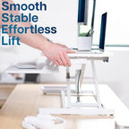 VIVO Desk Converter 32 inch Height Adjustable, MDF Wood Sit to Stand Riser, White, DESK-V000SW - color: White, size: 32"