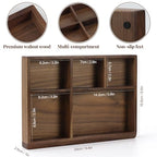 MultiBey 5-Slot Walnut Valet Tray Organizer | Wooden Valets Tray for Nightstand, Dresser & Desk |EDC Catchall Trays with 5 Sections for Jewelry, Wallet, Watch, Keys, Earbuds (Walnut) - color: Walnut - 5 Compartments