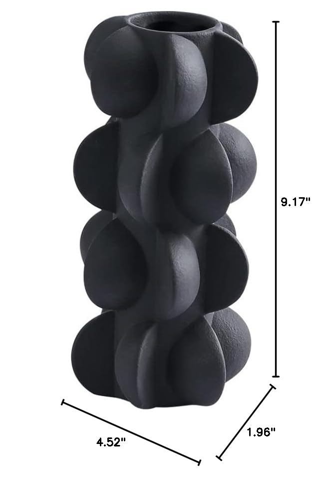 9-Inch Ceramic Flower Vase for Modern Farmhouse Decoration, Flower Vase for Home Decor Living Room, Home, Office, Centerpiece,Table and Wedding (Small, Black)