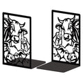 Peacoblue Metal Bookends for Shelves, Modern Decorative Heavy Duty Study Book Support Stoppers for Office, Desk, Shelf, Room 5.3"x4.3"x7.9" Cast Iron Simple Tall Bookends, 1 Pair (Farm Animals) - style: Farm Animals