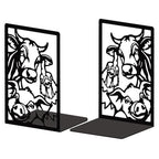 Peacoblue Metal Bookends for Shelves, Modern Decorative Heavy Duty Study Book Support Stoppers for Office, Desk, Shelf, Room 5.3"x4.3"x7.9" Cast Iron Simple Tall Bookends, 1 Pair (Farm Animals) - style: Farm Animals