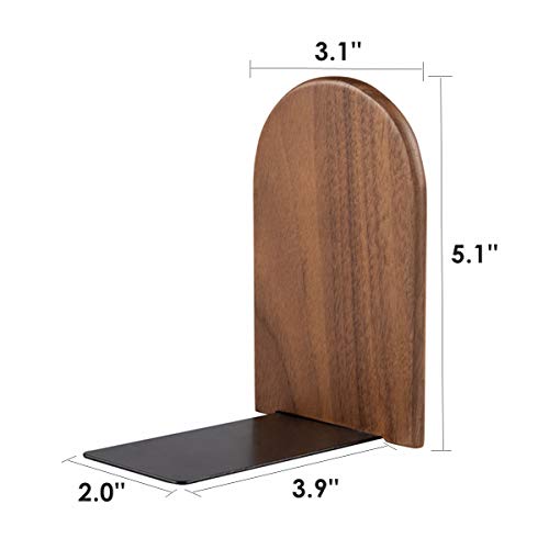 Pandapark Wood Bookends,Non-Skid Bookend for Shelves,Heavy Duty Bookends,Book Stand for Books/CDs,1 Pair - color: Black Walnut-b