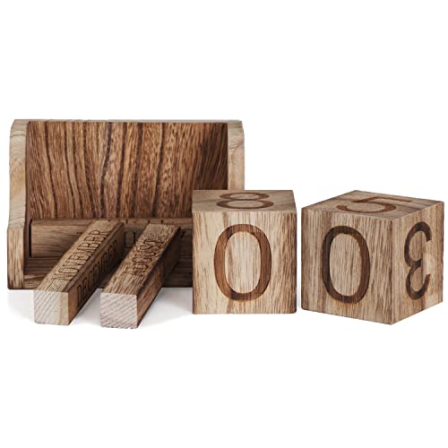 Wooden Desk Calendar,Desk Calendar Blocks for Teachers,Office Perpetual Date Block Small Home Desktop Decor Chic Vintage Month with Number Cubes Display Rustic Decoration(Carbonized Black) - color: Rustic Carbonized Black