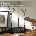 Glasseam Glass Bud Vase for Flowers: 6pcs Clear Small Vases for 22mm Candlestick Taper Candle Holders - 5.9" Skinny Table Centerpieces with Silicon Case for Tablescapes, Wedding Gift and Home Decor