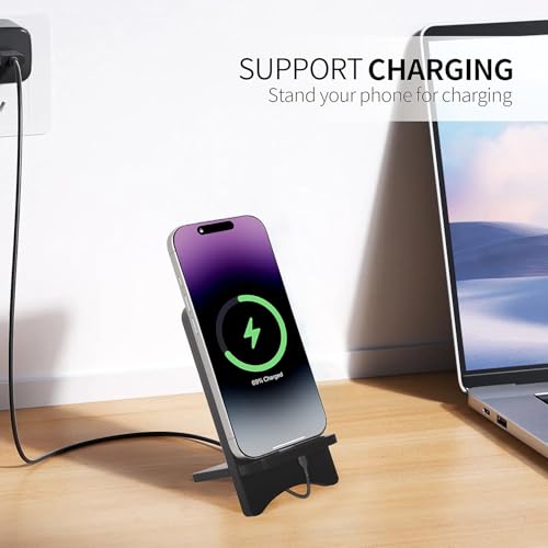Cell Phone Stands, Desktop Stand, Luxury Nature Wood Simple Phone Stand, Compatible with iPhone & All Cell Phones, Ultra-Stable, Portable & Non-Slip Design, 2 Pieces, Black - color: Black