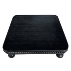 dwellington Farmhouse Display Wood Riser, 12" Decorative Black Beaded Pedestal Stand, Square Tiered Tray Decor for Kitcher Decor, Countertop