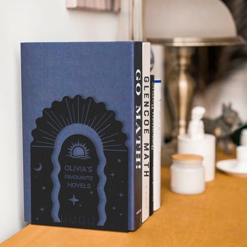 Personalized Name Metal Book Ends 2 Pcs, Unique Bookends for Shelves Room Decorative, Heavy Duty Metal Bookends, Non-Slip Book Stopper, Book Shelf Holder for Home Office School, Book Lovers Gift - color: Color05 Starry Sky
