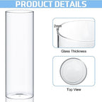 Didaey 36 Pcs Thin Cylinder Vases Set for Centerpieces 2.5'' Diameter 2mm Thickness Clear Glass Vase Hurricane Floating Candle Holder for Wedding Table Decoration (2.5'' X 5'',6'',8'')