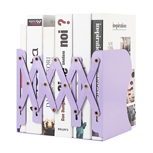 Aobopar Metal Bookends - Heavy Duty Book Holders for Shelves, Office, Home & School Use (Purple) - color: Purple