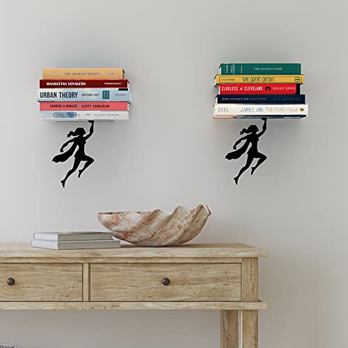 Artori Design Floating Bookshelf for Kids, Invisible Metal Book Shelf, Wall Decore Book Lovers Bookshelf (2 x Wondershelf) - size: 2 x Wondershelf