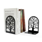YXQ Book Ends for Shelves Decorative,Tree Metal Bookend Supports for Home Office School Heavy Books, Set of 3 Black Book Holders for Shelf Unique Decoration Book Stoppers