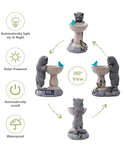 Cat Statues for Bird Bath: Outdoor Sculptures for Garden Lawn Patio Yard Balcony Porch - Unique Gifts for Mother Grandma Women - color: Cat