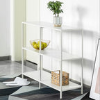 HDANI 39.4 Inch Metal Console Table with 3 Tier Strage Shelves,Narrow Entryway Table,Modern Sofa Tables for Entryway, Living Room,Bedroom,White - color: White, size: 39.37×11.81×31.5in