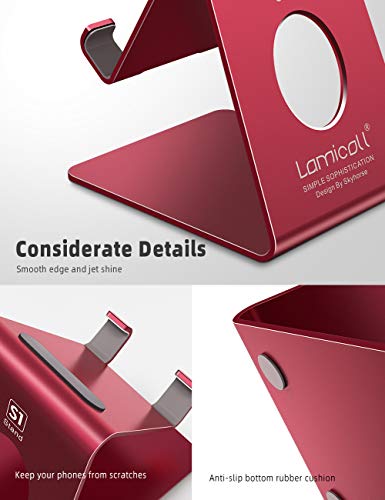 Lamicall Cell Phone Stand, Phone Dock : Cradle, Holder, Stand, Compatible with Phone 12 Mini 11 Pro Xs Xs Max Xr X 8 7 6 6s Plus 5 5s 5c All Android Smartphone Charging, Accessories Desk - Red - color: d-red