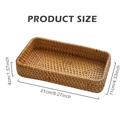 Pilarmuture Serving Vanity Tray,Rattan Bathroom Vanity Tray,Serving Vanity Basket,Bathroom Tray for Countertop,Sturdy Storage Basket for Dressing Table,Shelves,Desk Top,Cabinet,Nightstand ﻿