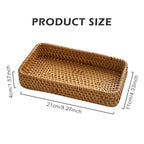 Pilarmuture Serving Vanity Tray,Rattan Bathroom Vanity Tray,Serving Vanity Basket,Bathroom Tray for Countertop,Sturdy Storage Basket for Dressing Table,Shelves,Desk Top,Cabinet,Nightstand ﻿