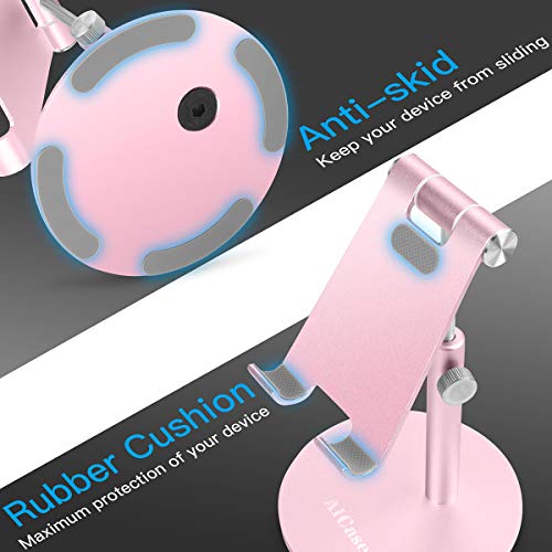 AICase Adjustable Tablet/Phone Stand, Telescopic Adjustable iPad Stand Holder,Universal Multi Angle Aluminum Stand Compatible with Smart Cell Phone/Tablet/iPad(4-13 inch), Rose Gold - color: Rose Gold