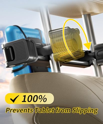 FANGOR Tablet Holder for Car - [3 in 1 Adjustable Extension Arm] Upgraded iPad Holder for car Backseat with Holding Net, Road Trip Essentials for Kids, for 7-13" iPad Pro, Air, Mini, Galaxy, Fire HD - size: 1 Pack - fit for 7-13" tablet