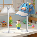 JUESHA Small-Sized Clear Acrylic Hat Display Stand for Kids, Countertop Hat Holder for Little Baseball Caps Cowboy, Wig Head Counter Stand for Closet (NON-ADJUSTABLE HEIGHT) - size: Small