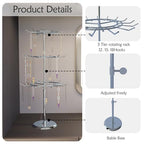 Jewelry Rotating Rack with 12/15/18 Hooks Chrome Necklace Keychain Display Organizer Stand 3 Tier for Boutique Countertop Use - size: Length-Incremental Style - 45 hooks