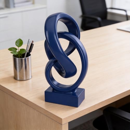 WUBIANJIE Modern Abstract Knot Sculpture, Artistic Mobius Inspired Resin Decor, Elegant Home and Office Decor, (Blue) - color: Blue