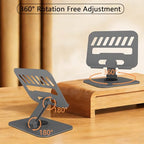 Metal Tablet Stand, Adjustable 360° Rotation Tablet Holder Compatible with 4-13" Tablet Such as iPad Pro Air, iPad mini, Tab S11 10, Surface Pro 12 (Grey) - color: Grey