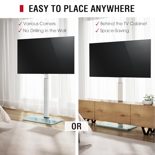 AOKCOS Swivel TV Floor Stand for 43-75 Inches TVs, 10 Level Height Adjustable Corner Extra Tall TV Stand Mount for Living Room/Bedroom, Holds up to 110 lbs,MAX VESA 600x400mm,White - color: White, size: for 43"-75"