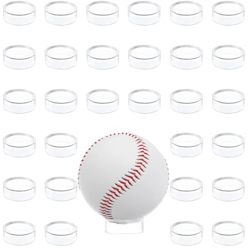 Wyn-MART 30 Pcs Ring Golf Ball Display Case 1.22 Inches Clear Baseball Holder Golf Ball Holder Small Baseball Acrylic Stands Round Ring Stand Acrylic Display Stands for Small Balls, Egg, Spheres - size: Stand: 1.22 in-30 pcs