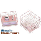 Simple Houseware Stackable Wide Entry Desk File Document Letter Tray with Liner, Wire Grid, 3 Packs, Rose Gold - color: Rose Gold, size: Wide Entry