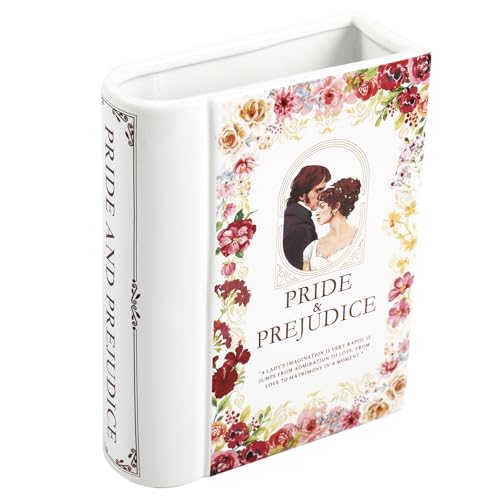 Ceramic Book Vase for Flowers, Book Flower Vases White, Book Shaped Vase, A Book About Flowers Vase, Decorative Ceramic Vases for Home, Office, Dining Table(Pride) - color: Pride&prejudice, size: Ceramic-7.8"