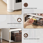 INVSSENE Stackable Makeup Organizer Countertop, Storage Perfume Skincare Cosmetic Lipstick Face Mask Makeup Brush Palettes, Ideal for Vanity Bathroom Counter - color: Coffee+White 3515