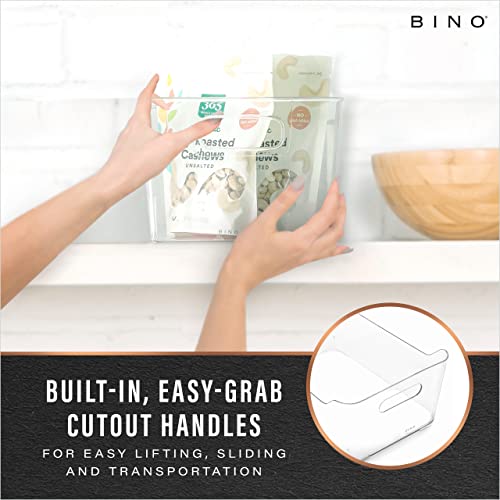 BINO | Plastic Storage Bins, Small - 2 Pack, Clear | THE SOHO COLLECTION | Pantry Organizers and Storage Containers Fridge Organizer Bins Kitchen Cabinet Organizer Medicine Cabinet Bin - color: Clear, size: Small