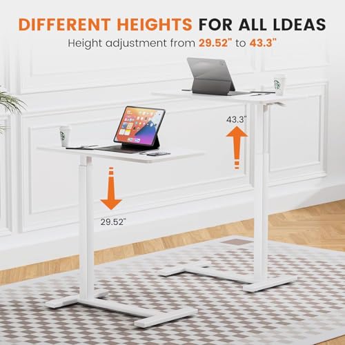 Sweetcrispy Overbed Bedside Table with Wheels, Adjustable Hospital & Home Use Bed Table, Rolling Laptop Table, Mobile Standing Desk, White - color: White
