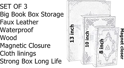 Bellaa 27994 Decorative Book Box Vintage Celtic Knot Cross Pentagram Pentacle Occult Pagan Irish Invisible Hidden Secret Storage Jewelry Keepsake Antique Magnetic Cover Gift Set of 3 - style: Gold Foil B