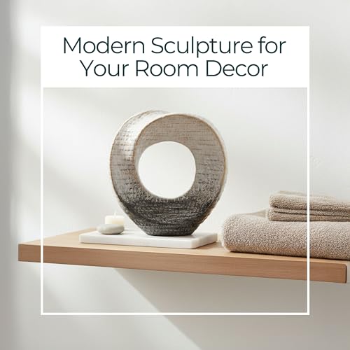 Ceramic Decorative Sculpture – Stoneware Table Accent, Tabletop Decor for Living Room or Office – Modern Decorative Object for Shelves and Consoles, Home Decor – 8", Ivory & Tan