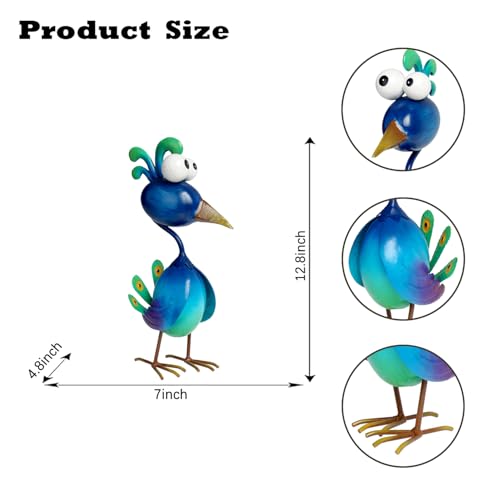 Kircust Peacock Decor Metal Yard Art Outdoor Statues Lawn Decorations Outside Garden Peacocks Decoration for Home - color: Green