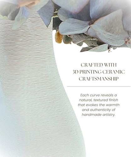 White Ceramic Vase - Elegant Home Decor for Your Beautiful Space - Table Top Decorations, Modern Aesthetic House Accessories - Irregular Shaped Vase for Living Room, Bedroom, Entryway, Gifts