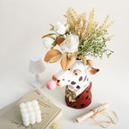 Blowing Bubble Art Vase, Animal Face Vase, Modern Home Decor Vase (No Plants)-Cow - color: Cow