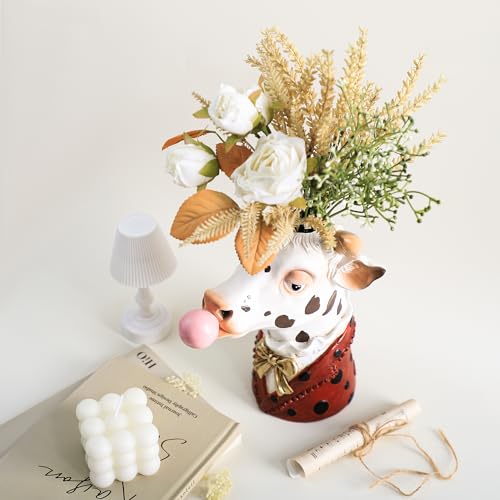 Blowing Bubble Art Vase, Animal Face Vase, Modern Home Decor Vase (No Plants)-Cow - color: Cow