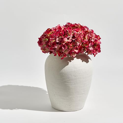 LB2 White Ceramic Large Vase, 11.8" Tall Zen Style, Terra Cotta Pitcher Vase, Distressed Farmhouse Decor, Pottery Decorative Flower for Home Decor (A - White 11.8") - color: A - White 11.8"