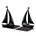 Peacoblue Metal Bookends for Shelves, Modern Decorative Heavy Duty Study Book Support Stoppers for Office, Desk, Shelf, Room 5.3"x4.3"x7" Cast Iron Simple Tall Bookends, 1 Pair (Sailboat) - style: Sailboat