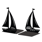 Peacoblue Metal Bookends for Shelves, Modern Decorative Heavy Duty Study Book Support Stoppers for Office, Desk, Shelf, Room 5.3"x4.3"x7" Cast Iron Simple Tall Bookends, 1 Pair (Sailboat) - style: Sailboat