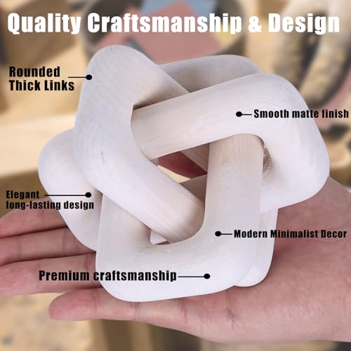 Wooden Knot Decoration Bohemian Decoration Hand-Carved Knot Autumn Winter White Home Decor Suitable for Coffee Table Bedroom Living Room Farmhouse Dining Table Minimalist Decoration（White） - color: White