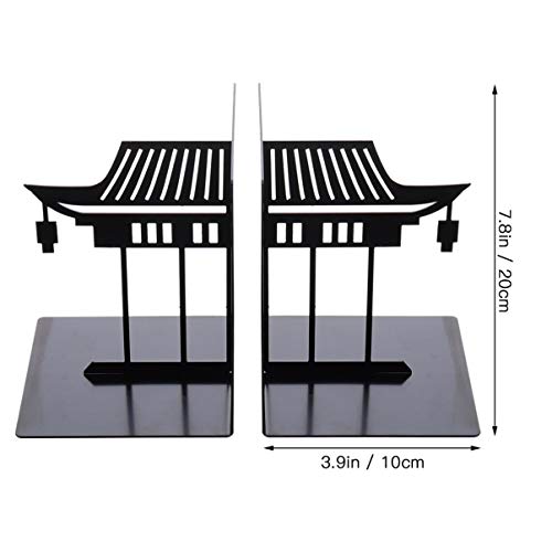 HEALLILY 1 Pair Chinese Bookends Ancient Asian Style Building Pattern Bookends Desktop Decorative Bookshelf Stationery Supplies for Children Adults
