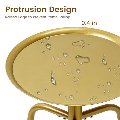 Plant Stand Indoor Outdoor, 11'' Round Gold Corner Single Plant Table, 3-Leg Small Metal Plant Holders Flower Pot Stand, Modern Corner Round Small Side End Table with Raised Design - color: Gold