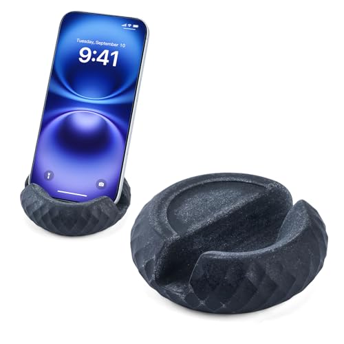 Artificial Stone Cell Phone Stand for Desk Handcraft Diamond Patterned Minimalist Decor for Desk Kitchen Counter Office Easy of Use Sturdy and Stable(Black) - style: black diamond stone